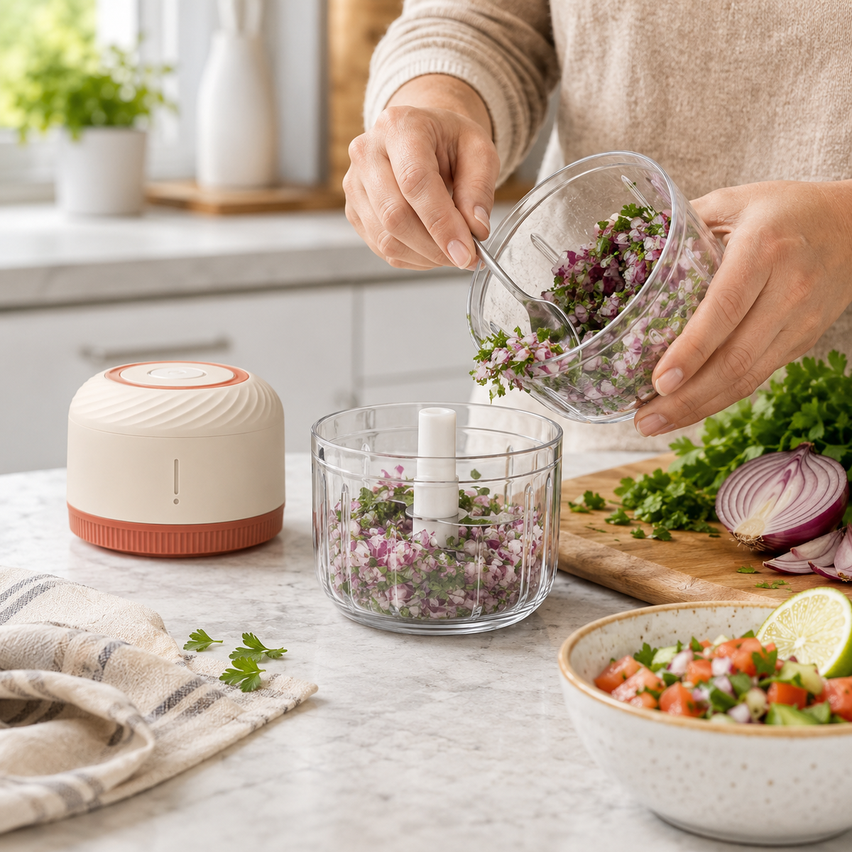 Mini Electric Food Chopper for Garlic, Herbs, Onions & Everyday Kitchen Prep