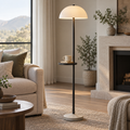 Modern Floor Lamp with Side Table – Dome Shade Reading Light with Built-In Shelf