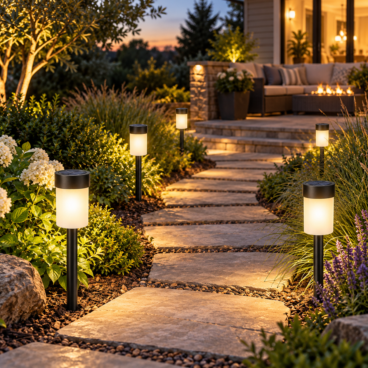 Solar Pathway Lights – Warm White Outdoor Garden & Walkway Lights