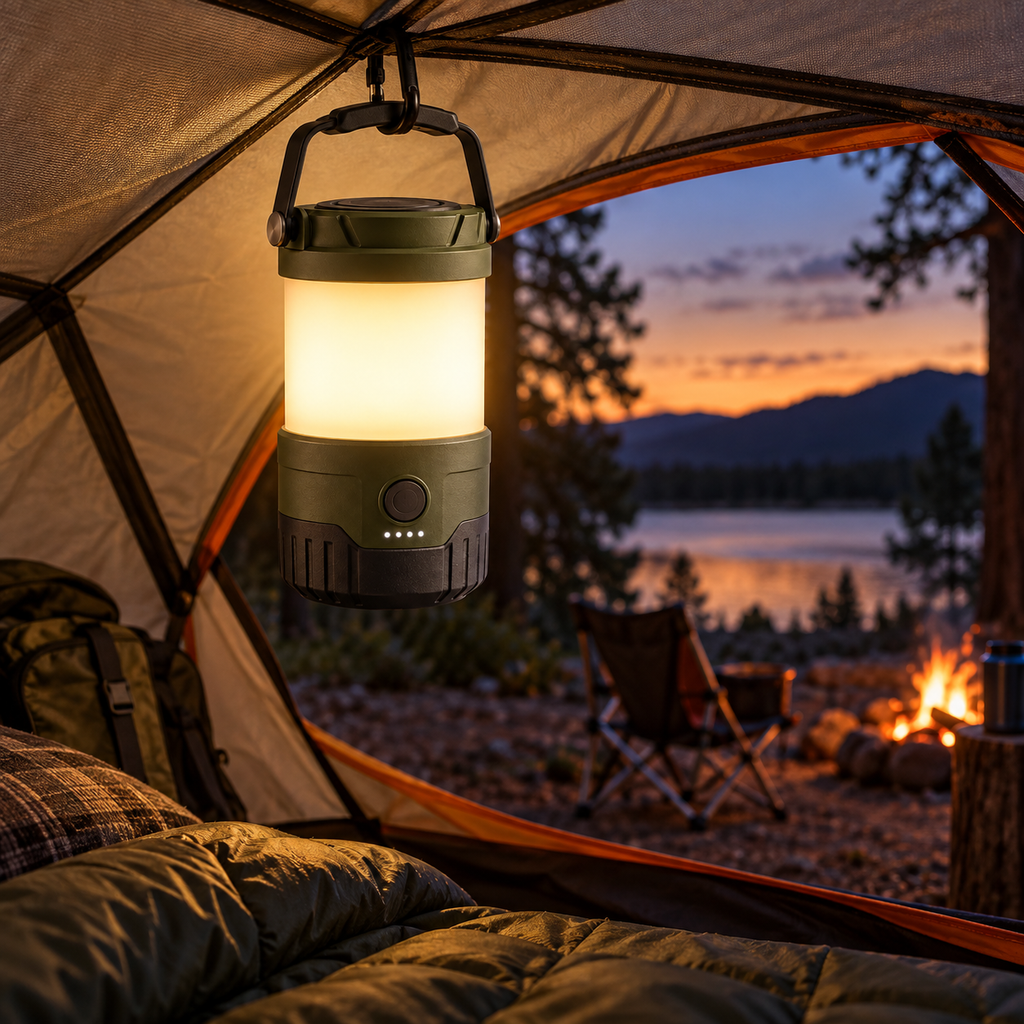 Rechargeable LED Camping Lantern – Portable Outdoor Light with Hanging Handle & Tripod Stand