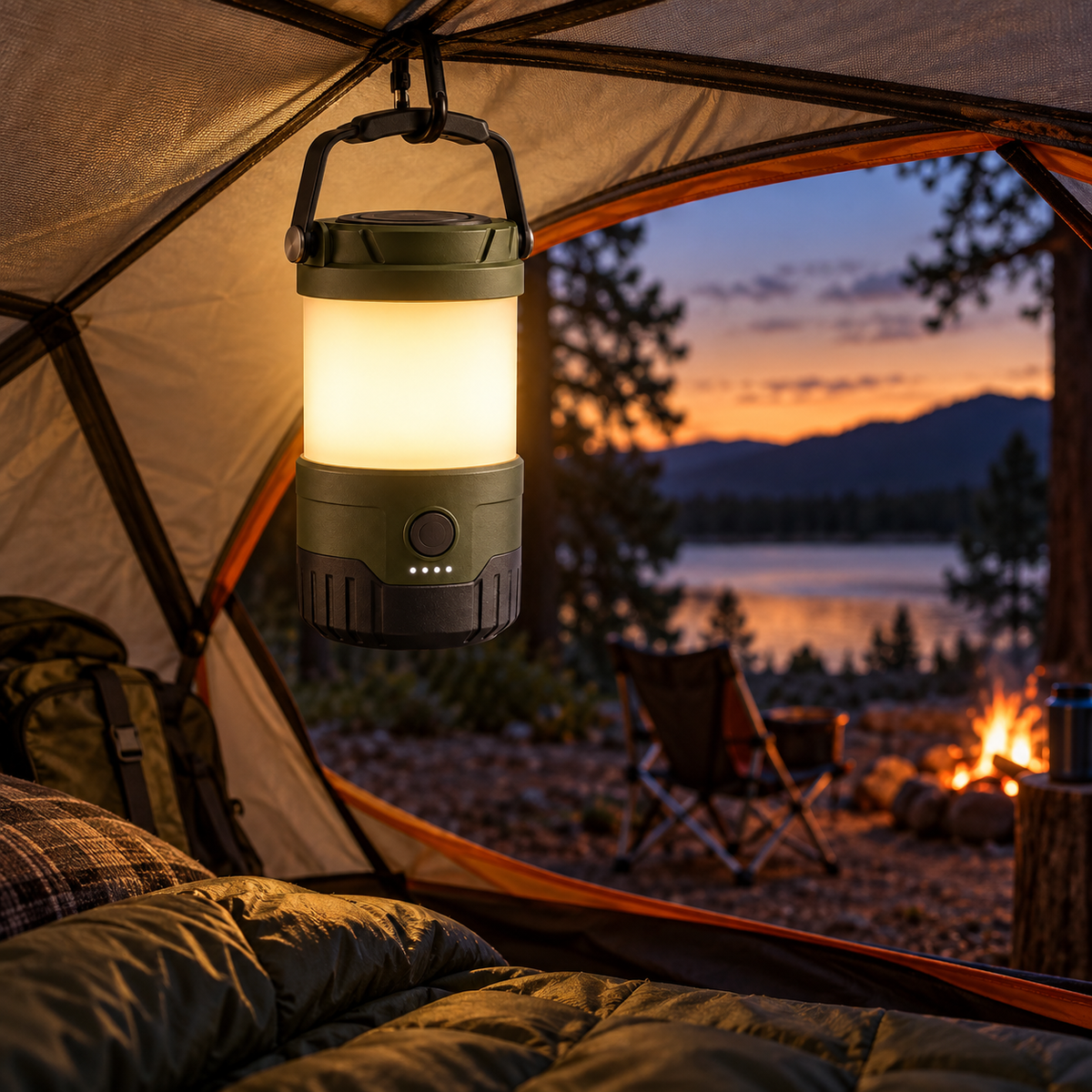 Rechargeable LED Camping Lantern – Portable Outdoor Light with Hanging Handle & Tripod Stand