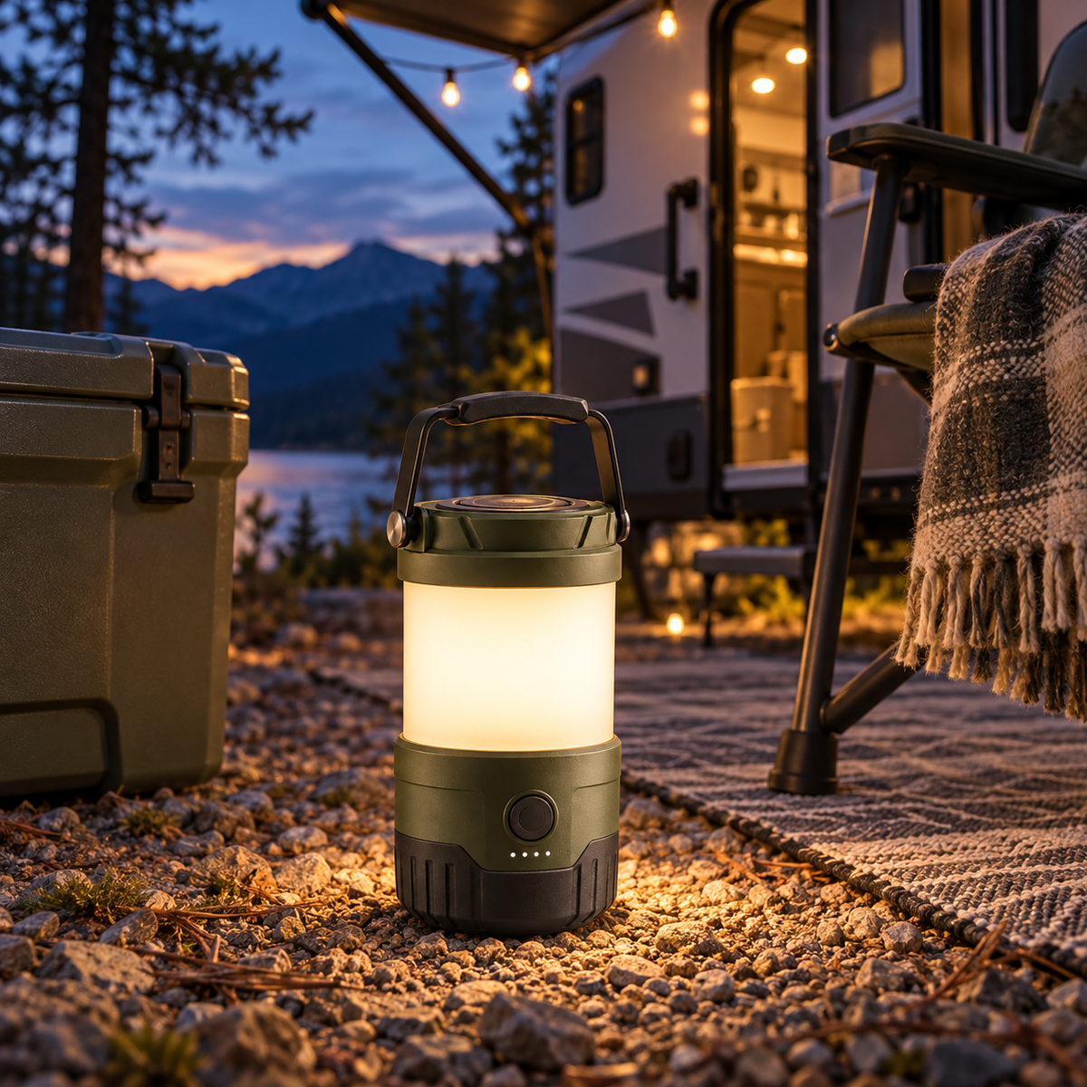 Rechargeable LED Camping Lantern – Portable Outdoor Light with Hanging Handle & Tripod Stand